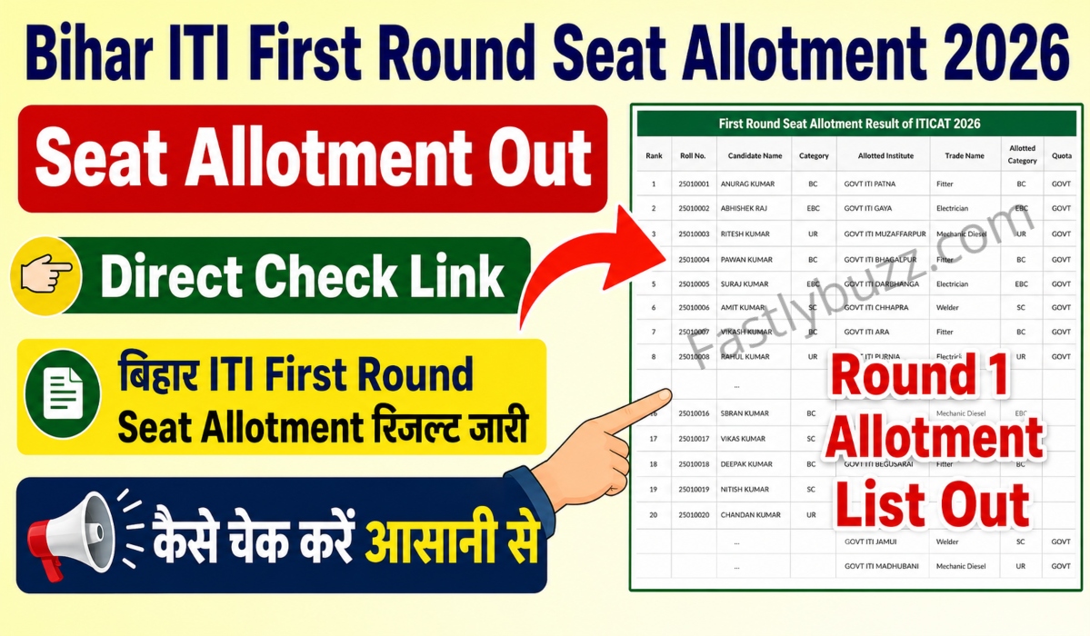 Bihar ITI First Round Seat Allotment Result 2026